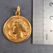 Load image into Gallery viewer, French Salacia Amphitrite Sea Goddess Dolphins 18K Yellow Gold Pendant Medal
