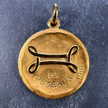 Load image into Gallery viewer, Becker French Zodiac Gemini Starsign 18K Yellow Gold Charm Pendant
