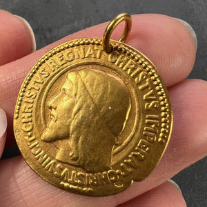 French Chi Rho Jesus Christ 18K Yellow Gold Medal Pendant