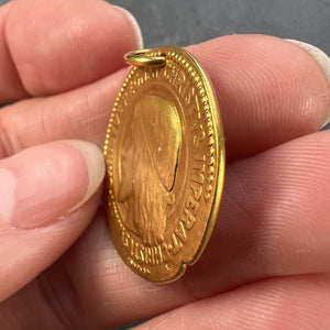 French Chi Rho Jesus Christ 18K Yellow Gold Medal Pendant
