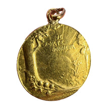 Load image into Gallery viewer, French Bonheur Good Luck 18K Yellow Gold Lucky Charm Medal Pendant
