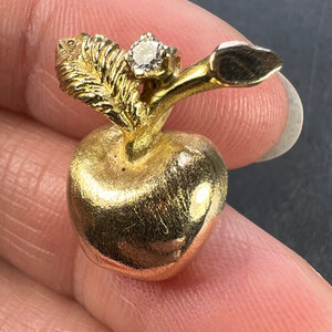 Apple 14K Yellow Gold Diamond Fruit Charm Pendant