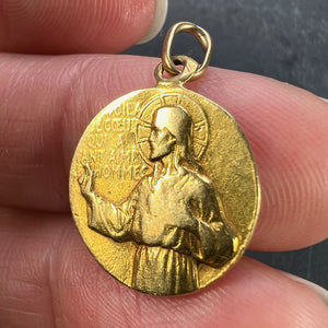 French Notre Dame du Mont Carmel 18 Karat Yellow Gold Medal Charm Pendant
