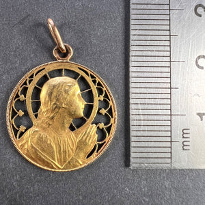 French Virgin Mary 18K Yellow Gold Charm Pendant