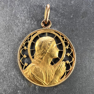 French Virgin Mary 18K Yellow Gold Charm Pendant