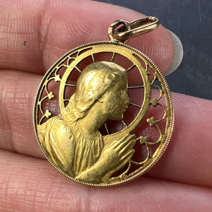 French Virgin Mary 18K Yellow Gold Charm Pendant