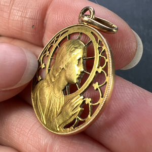 French Virgin Mary 18K Yellow Gold Charm Pendant