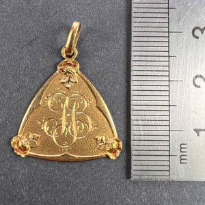 French 18K Yellow Gold JB Initials Monogram Medal Pendant