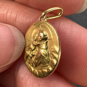 French St Christopher 18K Yellow Gold Charm Medal Pendant