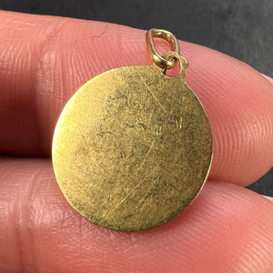French St Christopher 18K Yellow Gold Charm Medal Pendant
