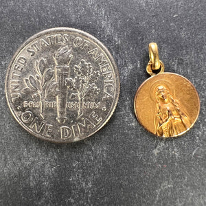 Small French Virgin Mary 18K Yellow Gold Medal Charm Pendant
