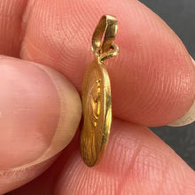 Load image into Gallery viewer, Small Dropsy French Virgin Mary Fourviere Lyon 18K Yellow Gold Medal Pendant
