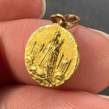 Load image into Gallery viewer, Small Dropsy French Virgin Mary Fourviere Lyon 18K Yellow Gold Medal Pendant
