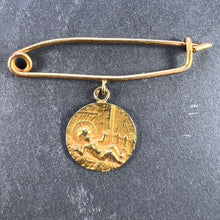Load image into Gallery viewer, French Baby Medal Safety Pin 18K Yellow Gold Charm Pendant Brooch
