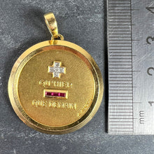 Load image into Gallery viewer, Large Augis French Plus Qu’Hier Ruby Diamond 18K Yellow Gold Love Charm Pendant
