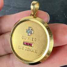 Load image into Gallery viewer, Large Augis French Plus Qu’Hier Ruby Diamond 18K Yellow Gold Love Charm Pendant
