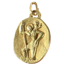 Load image into Gallery viewer, Augis Quentric French Saint Christopher 18K Yellow Gold Charm Pendant Medal
