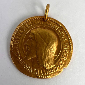 French Chi Rho Jesus Christ 18K Yellow Gold Medal Pendant