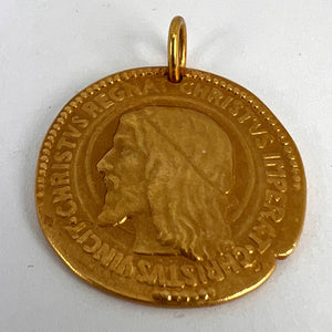 French Chi Rho Jesus Christ 18K Yellow Gold Medal Pendant