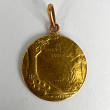 Load image into Gallery viewer, French Bonheur Good Luck 18K Yellow Gold Lucky Charm Medal Pendant
