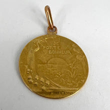 Load image into Gallery viewer, French Bonheur Good Luck 18K Yellow Gold Lucky Charm Medal Pendant
