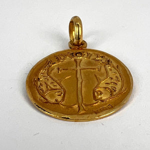 French Becker IXOYE Jesus Fish 18K Yellow Gold Medal Pendant