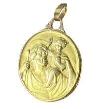 Load image into Gallery viewer, Vintage French Grun Saint Christopher 18K Yellow Gold Charm Pendant Medal
