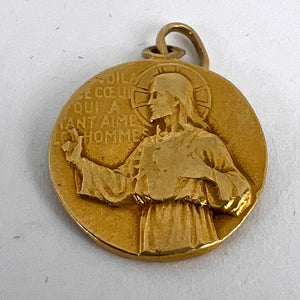 French Notre Dame du Mont Carmel 18 Karat Yellow Gold Medal Charm Pendant
