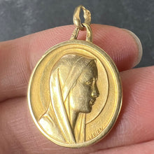 Load image into Gallery viewer, Antique French Laujan Virgin Mary 18K Yellow Gold Religious Medal Pendant Charm
