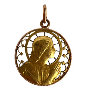 French Virgin Mary 18K Yellow Gold Charm Pendant