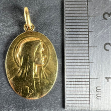 Load image into Gallery viewer, Antique French Tricard Virgin Mary 18K Yellow Gold Religious Oval Medal Pendant

