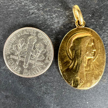 Load image into Gallery viewer, Antique French Tricard Virgin Mary 18K Yellow Gold Religious Oval Medal Pendant
