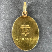 Load image into Gallery viewer, Antique French Tricard Virgin Mary 18K Yellow Gold Religious Oval Medal Pendant
