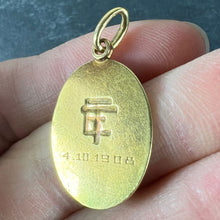 Load image into Gallery viewer, Antique French Tricard Virgin Mary 18K Yellow Gold Religious Oval Medal Pendant
