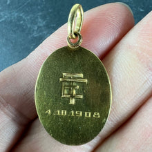 Load image into Gallery viewer, Antique French Tricard Virgin Mary 18K Yellow Gold Religious Oval Medal Pendant
