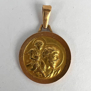 Vintage French St Christopher 18K Yellow Gold Charm Pendant