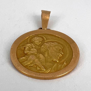 Vintage French St Christopher 18K Yellow Gold Charm Pendant