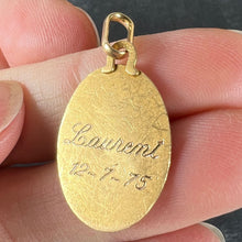 Load image into Gallery viewer, French Cardot Virgin Mary 18K Yellow Gold Religious Oval Medal Pendant Charm
