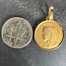 Load image into Gallery viewer, Antique French Dropsy Virgin Mary 18K Yellow Gold Medal Pendant Charm
