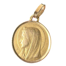 Load image into Gallery viewer, Antique French Dropsy Virgin Mary 18K Yellow Gold Medal Pendant Charm

