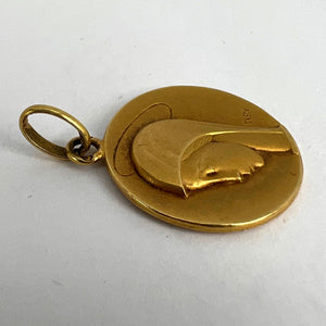 French Trecy Virgin Mary 18K Yellow Gold Medal Charm Pendant