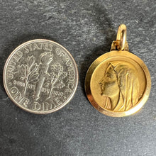 Load image into Gallery viewer, French Virgin Mary Notre Dame de Lourdes 18K Yellow Gold Religious Medal Pendant
