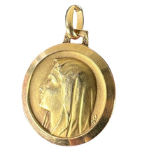 Load image into Gallery viewer, French Virgin Mary Notre Dame de Lourdes 18K Yellow Gold Religious Medal Pendant
