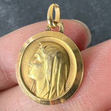 Load image into Gallery viewer, French Virgin Mary Notre Dame de Lourdes 18K Yellow Gold Religious Medal Pendant
