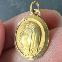 Load image into Gallery viewer, French Virgin Mary Notre Dame de Lourdes 18K Yellow Gold Religious Medal Pendant
