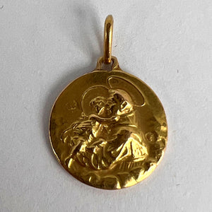 French St Christopher 18K Yellow Gold Charm Medal Pendant