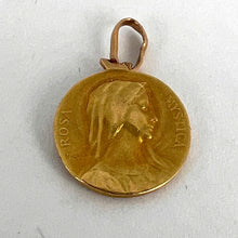 Load image into Gallery viewer, Small Dropsy French Virgin Mary Fourviere Lyon 18K Yellow Gold Medal Pendant
