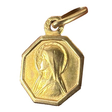 Load image into Gallery viewer, Small Vintage French Lourdes Virgin Mary 18K Yellow Gold Religious Charm Pendant
