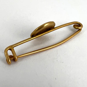 French Virgin Mary Medal Safety Pin 18K Yellow Gold Charm Brooch