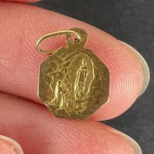 Load image into Gallery viewer, Small Vintage French Lourdes Virgin Mary 18K Yellow Gold Religious Charm Pendant
